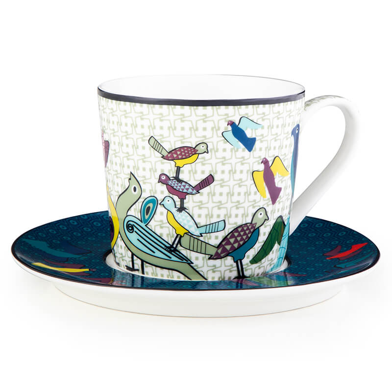 4 Tea Cups & Saucers - Birds of Paradise