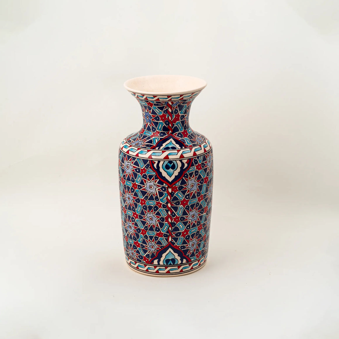 Vase - Red, White & Blue Geometric