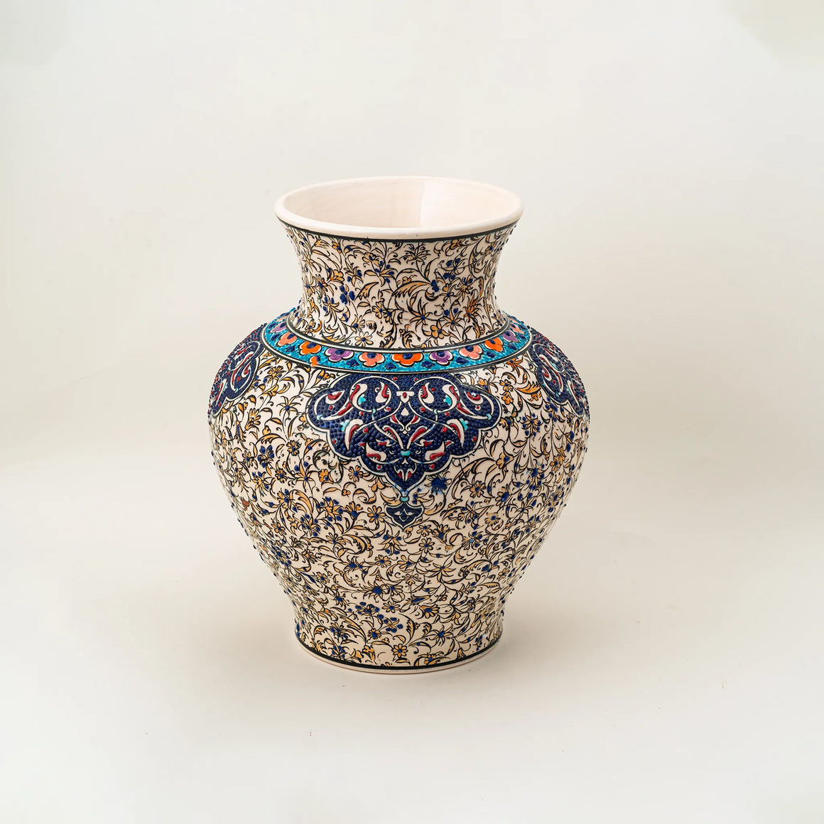 Vase - Cream & Blue Floral Design