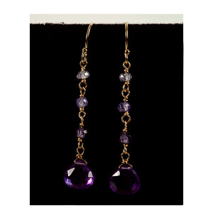 Azki Jewelry-Long dangle earrings-Amethyst