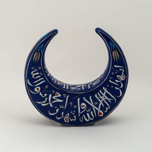 Quartz Hilal Moon Figure With Calligraphy - Bold Blue
