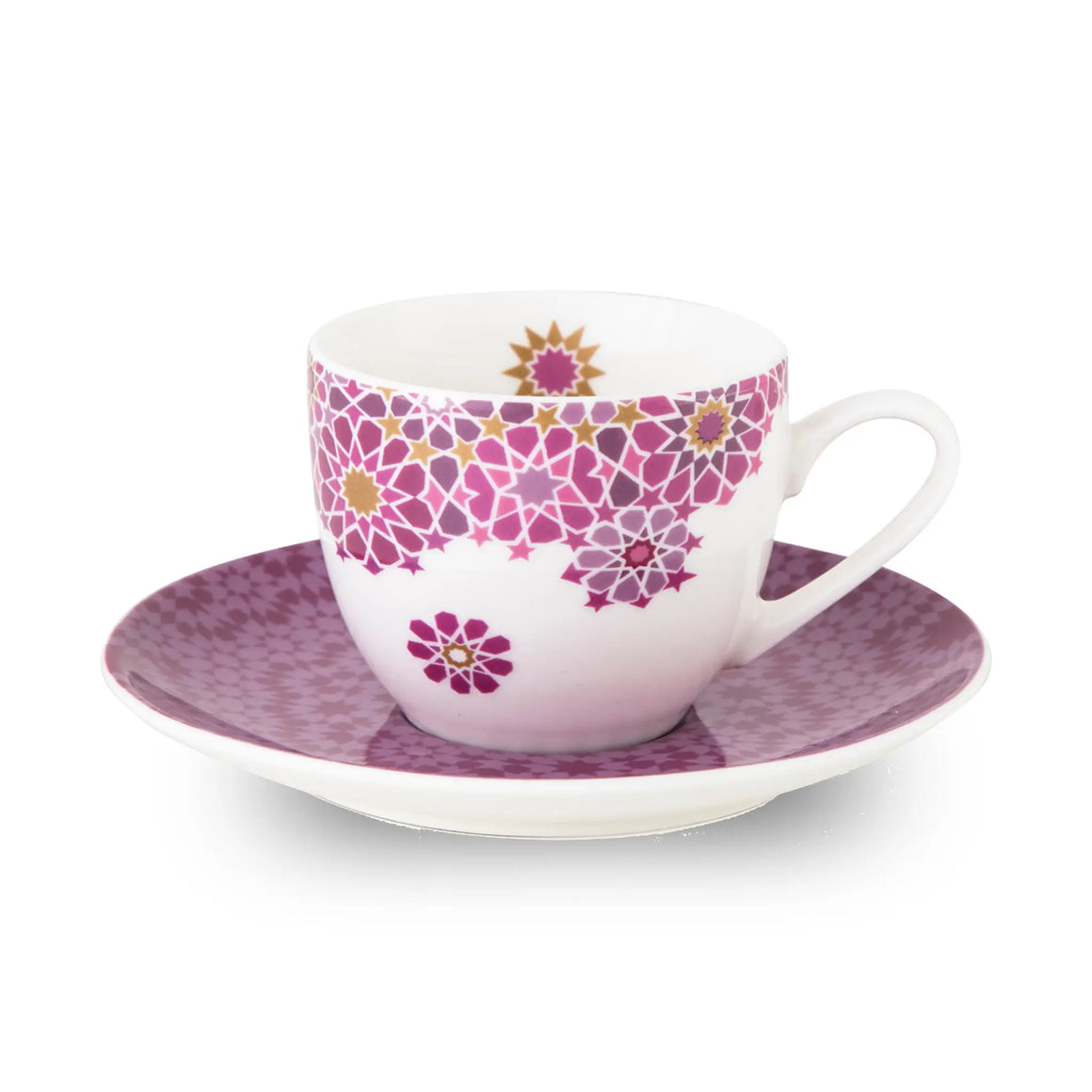 4 Coffee Cups & Saucer - Moucharabieh Parme