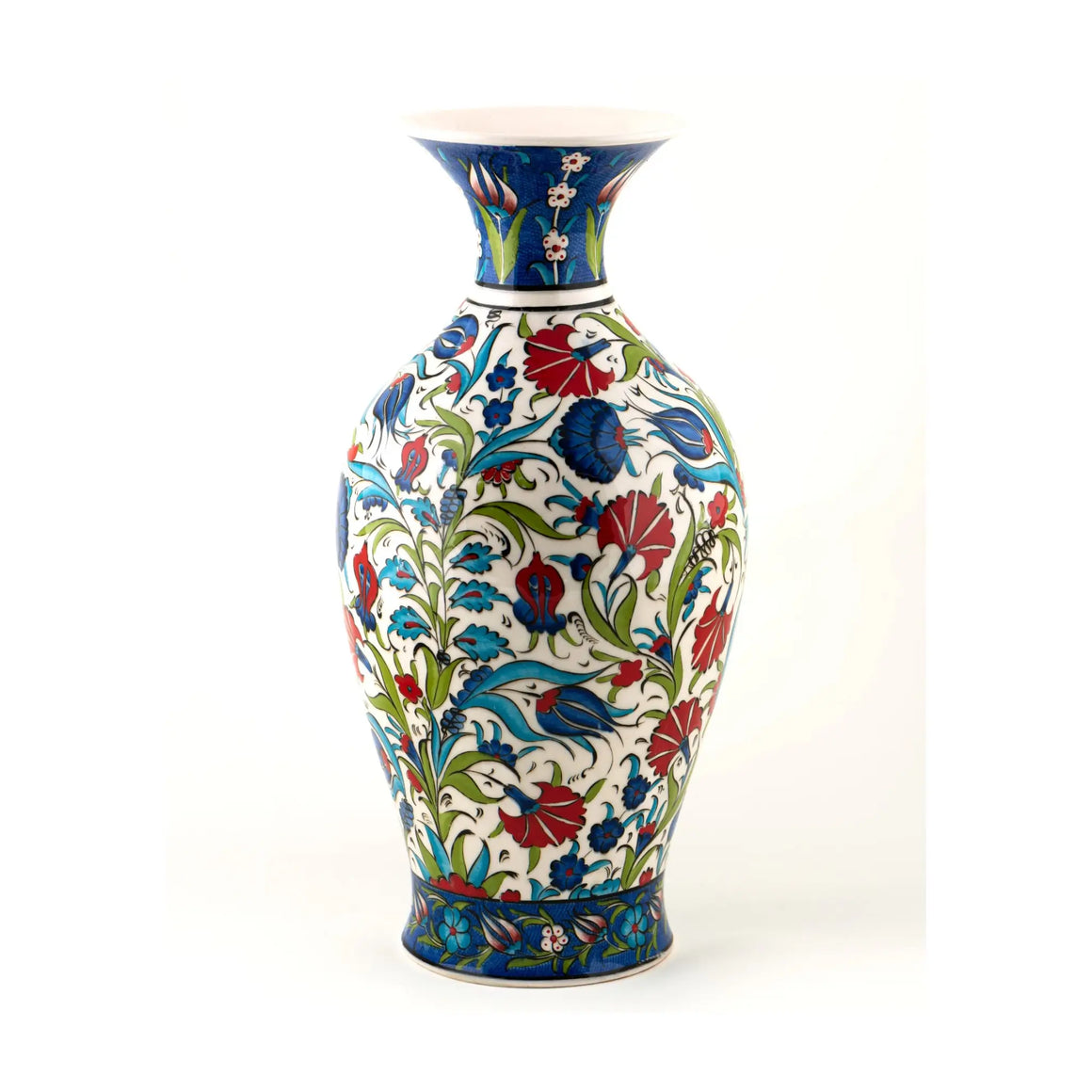 Iznik Vase - Red, Blue & White Floral Pattern
