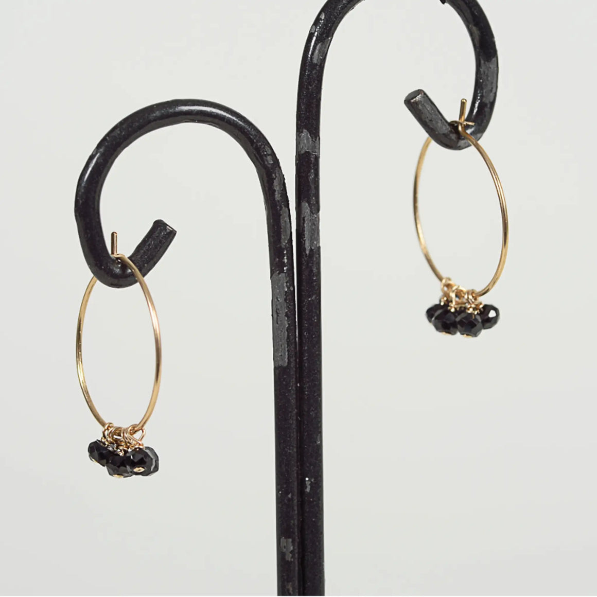 Gold Hoop Earrings - Black Spinal