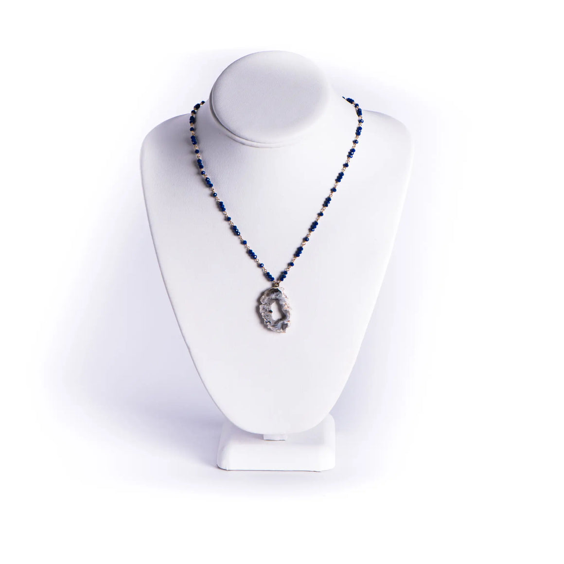 Necklace - Lapis Lazuli with Geode Slice Pendant