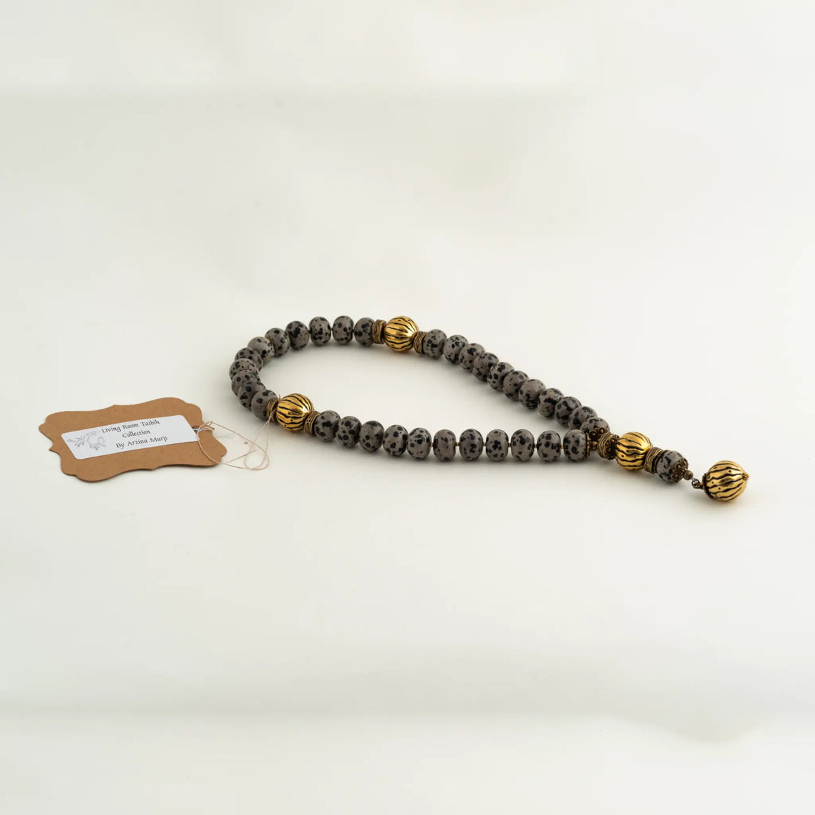 Living Room Tasbih Collection - Dalmation Jasper Brass