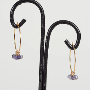 Gold Hoop Earrings - Amethyst