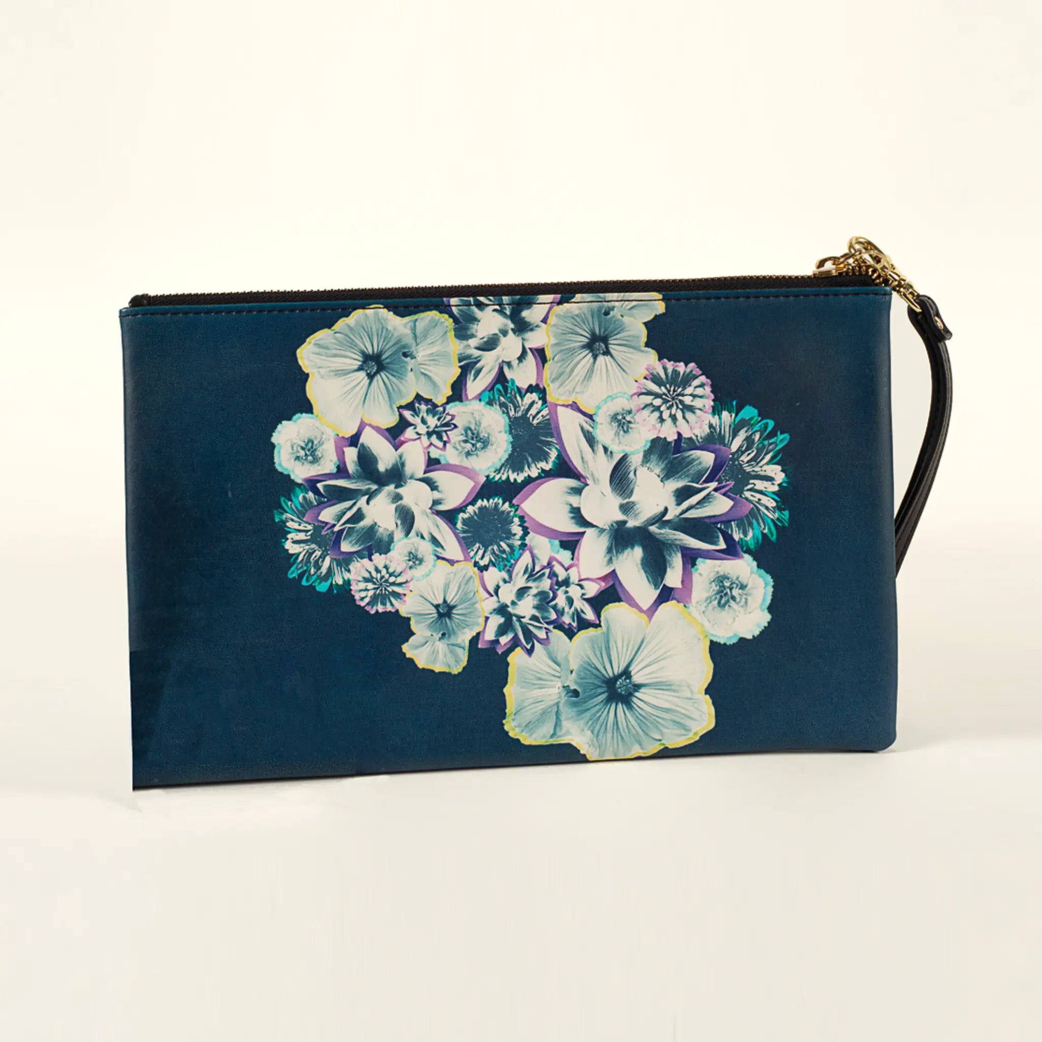 Navy floral 2025 clutch bag