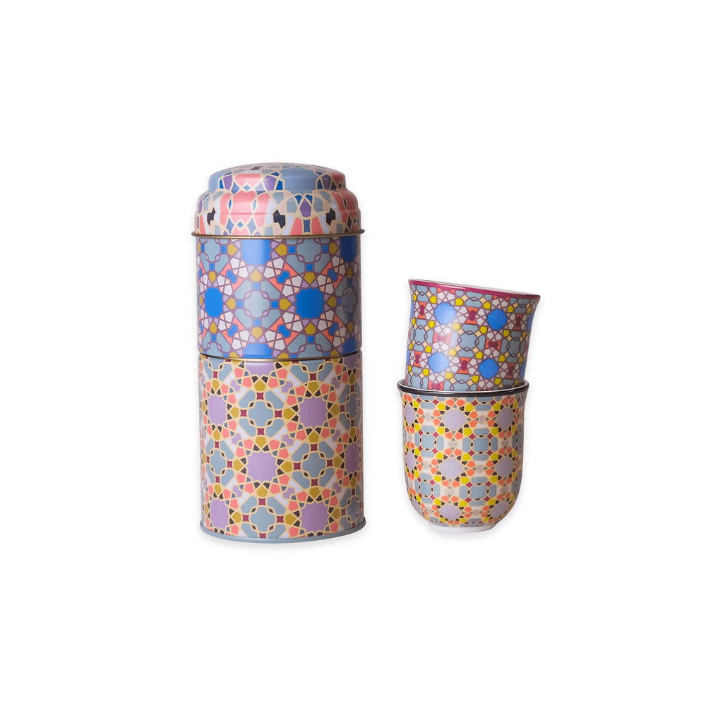 Tin Box With 2 Coffee Cups- Denia - Aga Khan Museum Shop