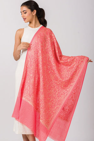 Paisley Embroidered Shawl-Pink Opal