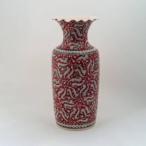 Tall & Narrow Vase - Red/White & Blue