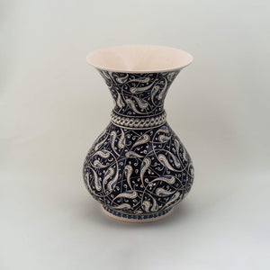 Large Vase - Dark Blue & White