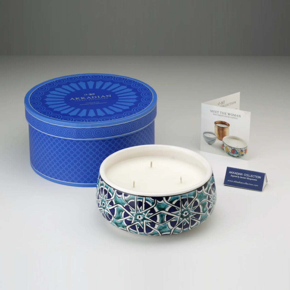 Ceramic 3-Wick Candle - Tessera Baghdadi Bowl - Large