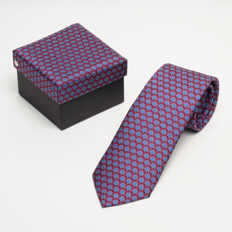 Aga Khan Musuem Tie-Burgundy/Blue Medallion-Logo