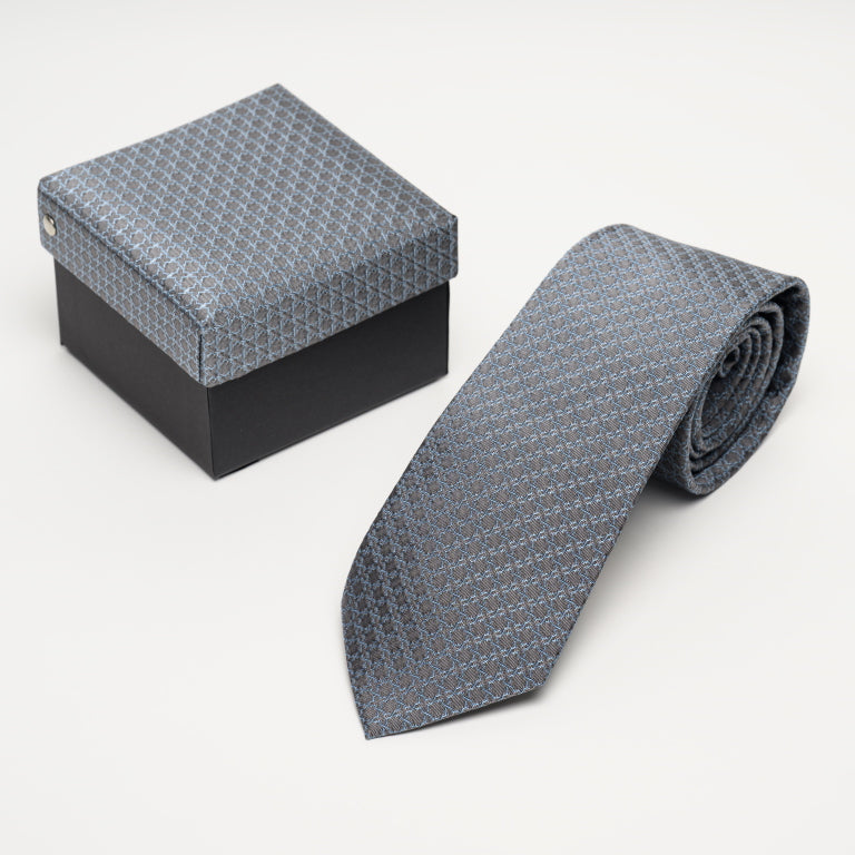 Aga Khan Museum Tie-Sky Blue/Silver-Star-Geometric