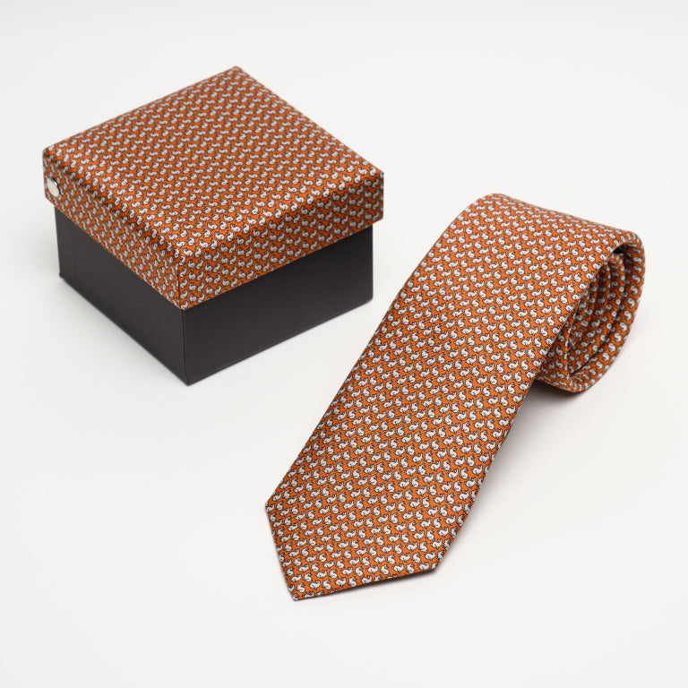 Aga Khan Musuem Tie-Orange Rabbits