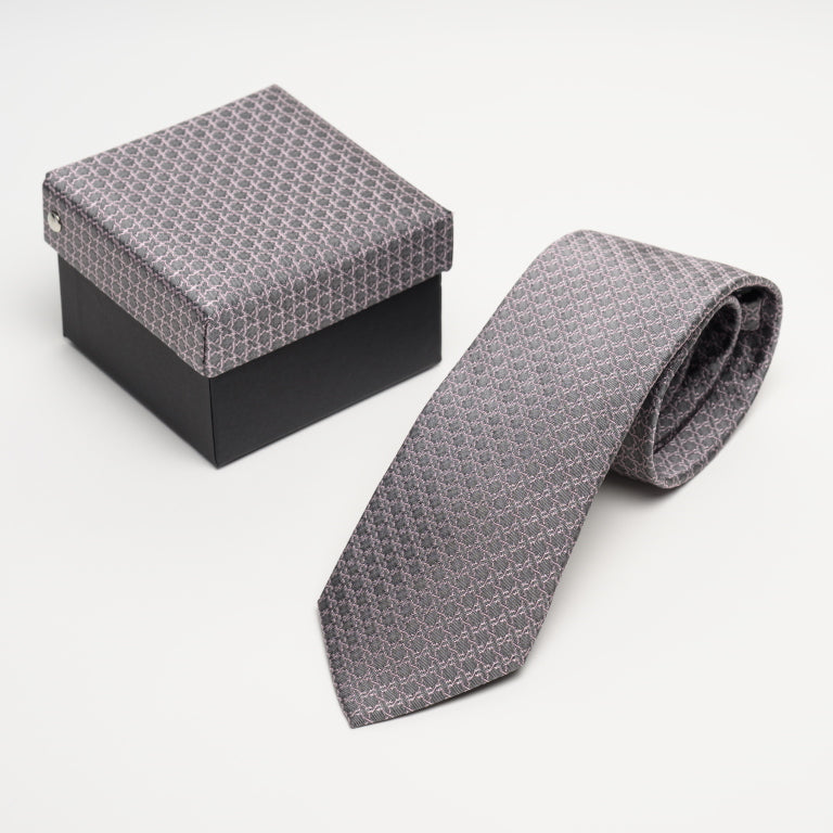 Aga Khan Museum Tie-Blush Pink Silver Star Geometric