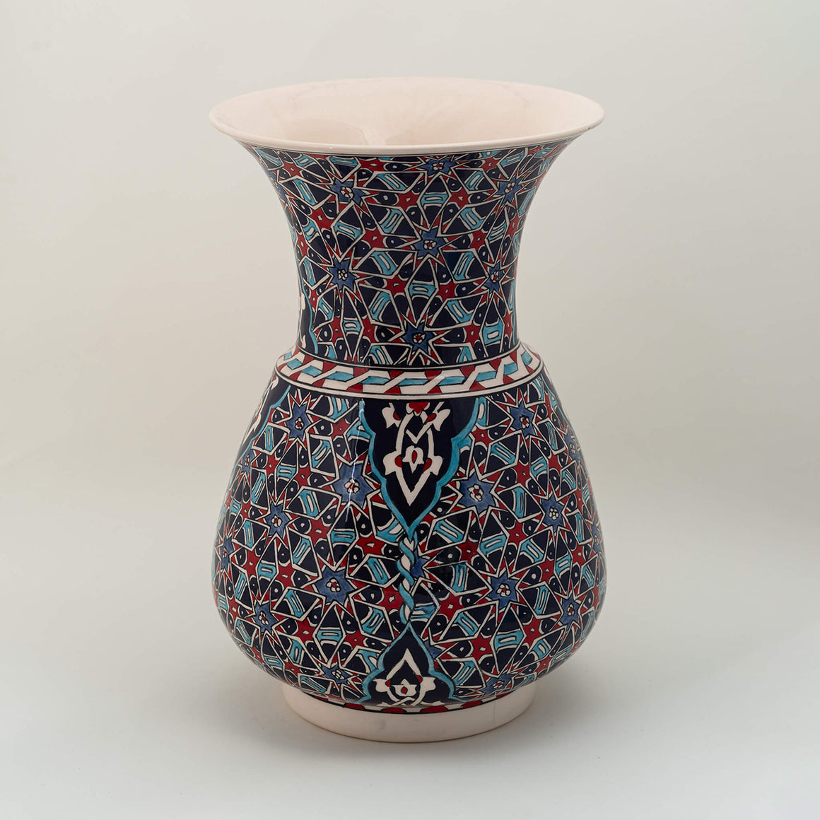 Large Vase - Red, Blue & White Pattern