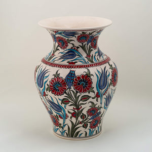 Large Vase - Red, Blue & White Tulips