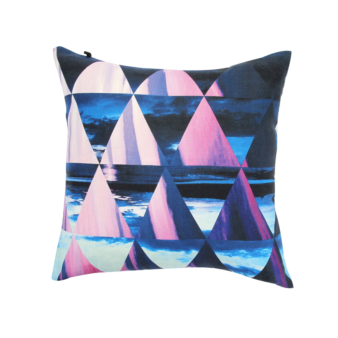 Blue/Pink Geometric Triangle Square Pillow