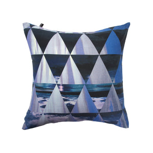 Blue Geometric Triangle Square Pillow