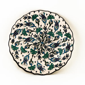 Iznik Plate - Blue, White & Green Tulip Pattern