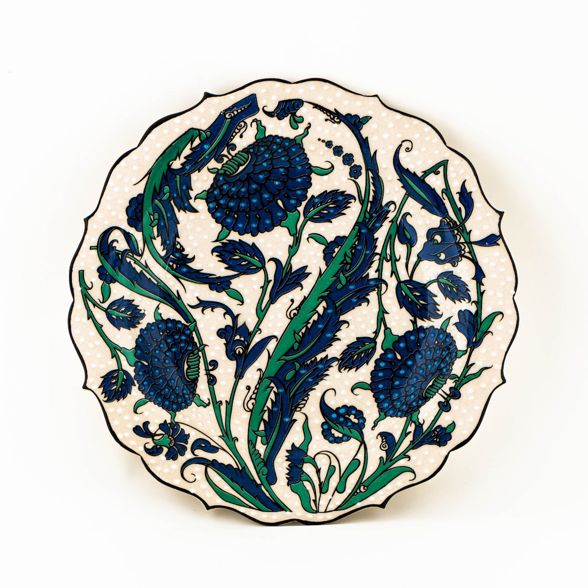 Iznik Plate - Blue & Green Floral Pattern