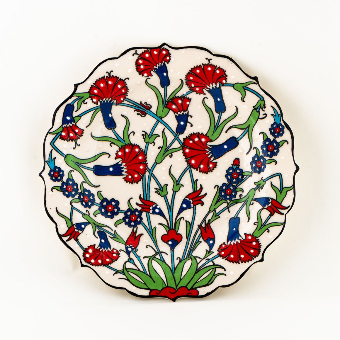 Iznik Plate - Red, Blue & Green Floral Pattern