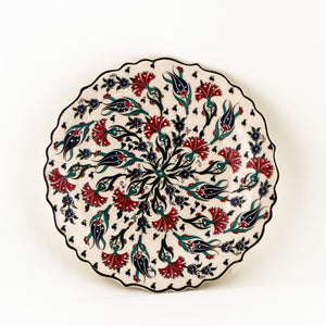 Iznik Plate -Blue and Red Floral Pattern
