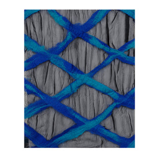 WOOL, CHIFFON & FELT SCARF-diamond braid pattern- Blue