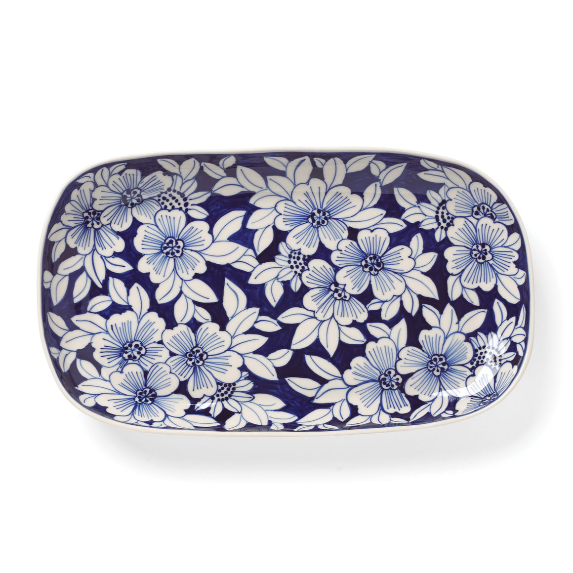Deep Blue Floral Tray