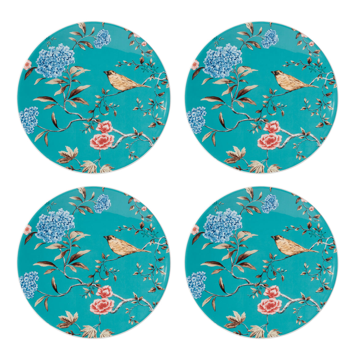 Sprig Vine Turquoise Accent Plates-set of 4