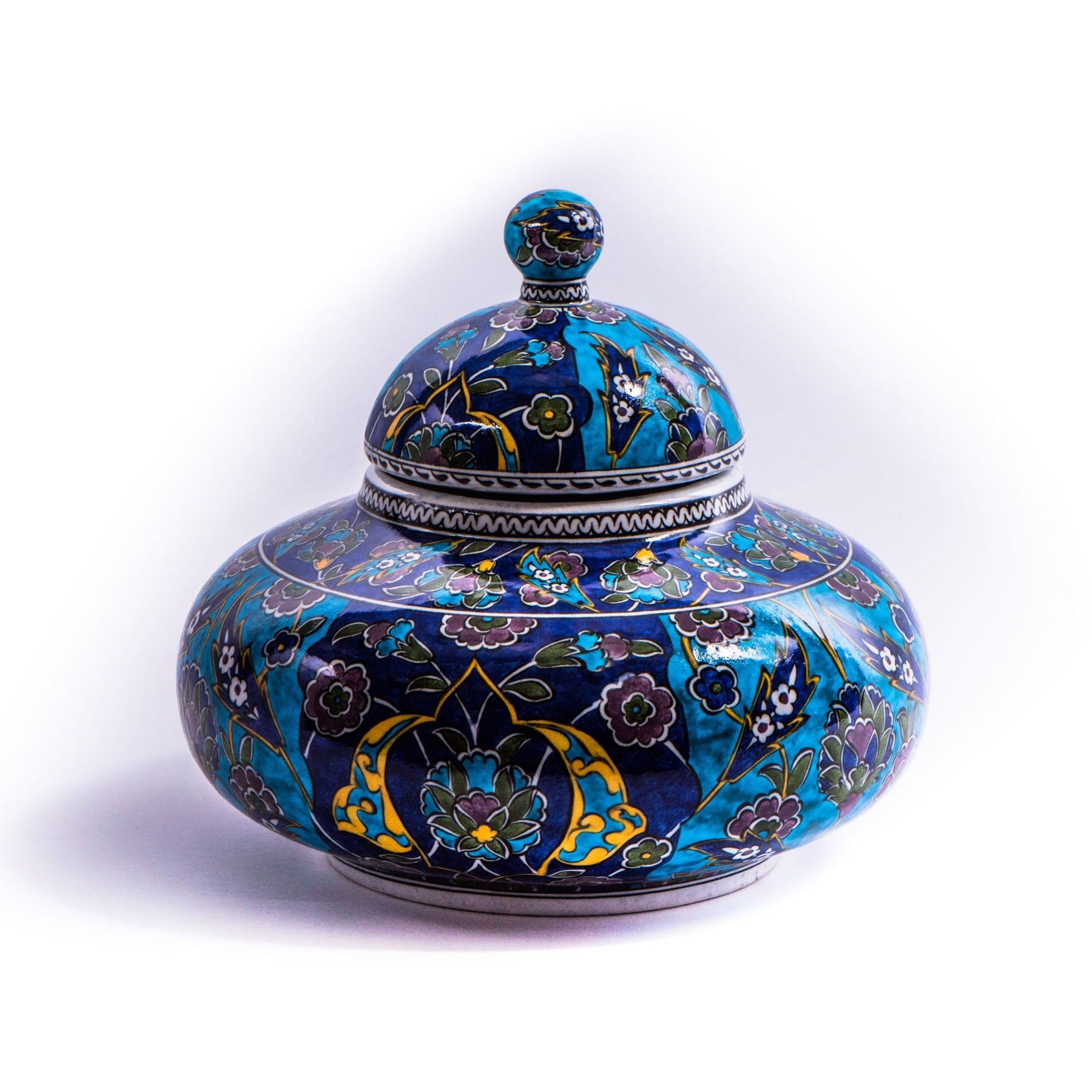 Iznik Jar - Yellow & Green Rumi Pattern