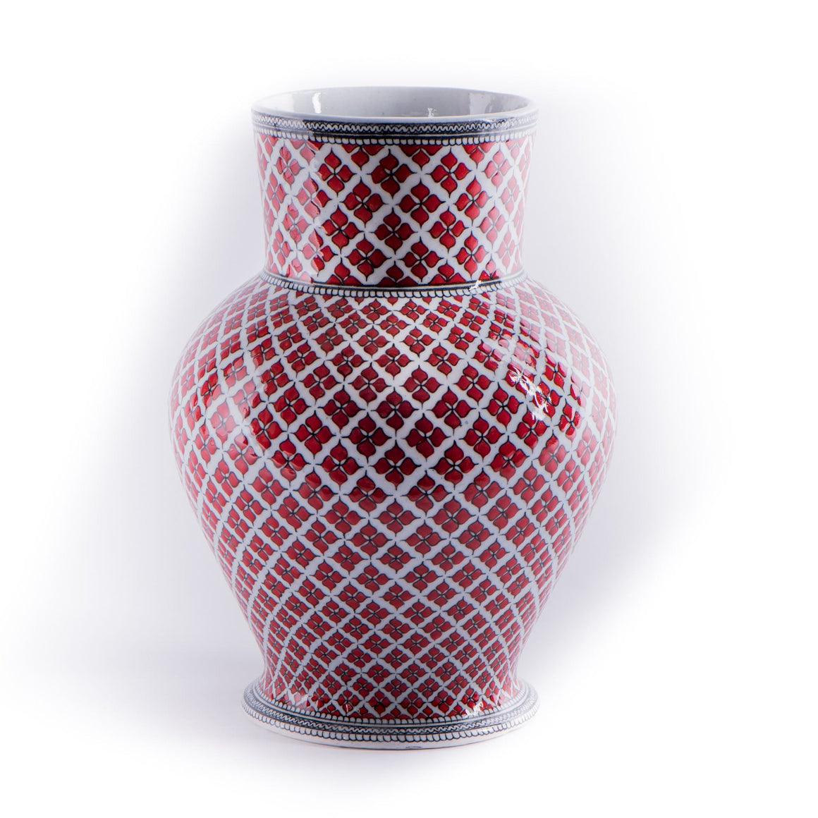 Clover Pattern Vase - Iznik Red & White