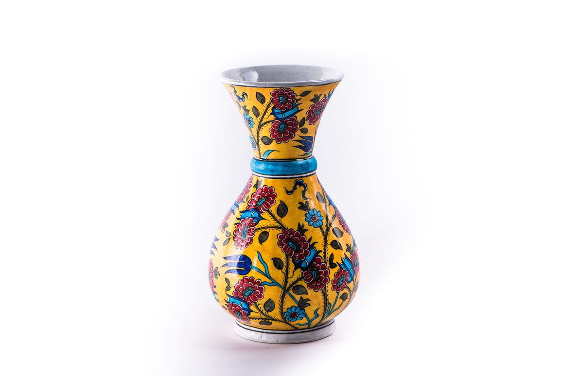VASE - IZNIK YELLOW AND RED FLORAL PATTERN