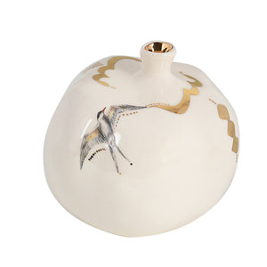 White Single Bird Pomegranate-by Keyvan Fehri