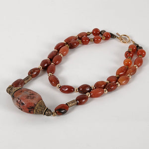 Necklace - Nepalese Coral & Brass