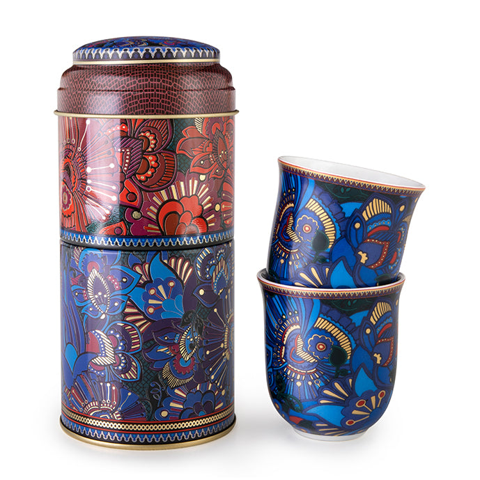 Tin Box With 2 Coffee Cups - Kashmir
