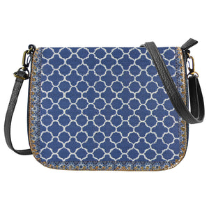 Moroccan Pattern Crossbody Bori Bag - Blue & White